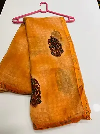GEORGETTE FLORAL PRINT FANCY SAREE WITH SIROSKI WORK LACE BORDER.-thumb1