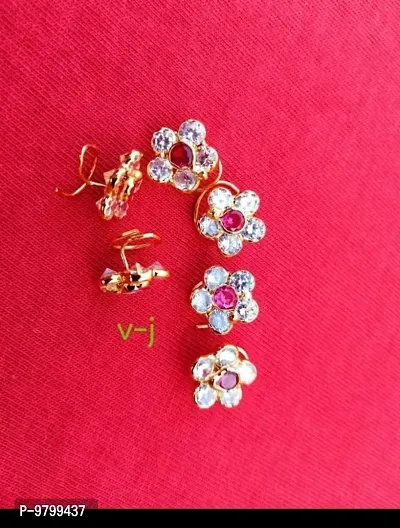 Buy Jewelopia Maharashtrian Nath CZ Nose Ring Combo Without Piercing Gold  Plated Clip On Nose Pin For Women Online at Best Prices in India - JioMart.