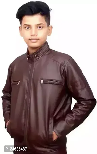 Fabulous Brown Polyester Puffer Jacket For Boys