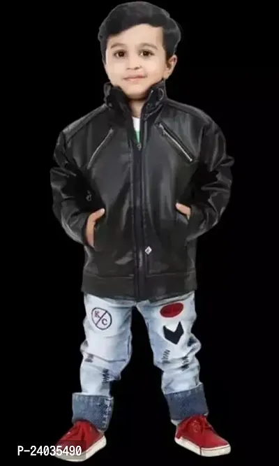 Fabulous Black Polyester Puffer Jacket For Boys