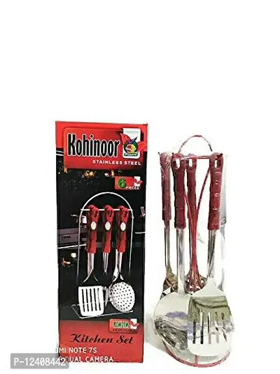 A.H Impex Stainless Steel Kitchen Tools with Plastic Handle Set (6 Pieces)-thumb3