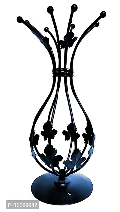 SMOCK STRECH Flower Vase for Office Home Decoration and Environment Colour Black Metal Antique Vase/ {Size: (12.5X5 Inch)} (Note: Plants  Decorative Objects Not Included)-thumb2