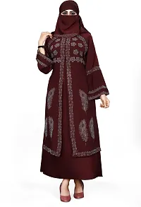 Contemporary Maroon Nida Matte Embroidered Burqa With Hijab For Women-thumb2