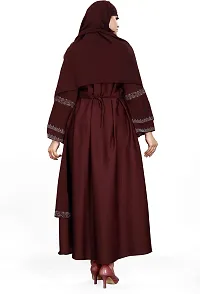 Contemporary Maroon Nida Matte Embroidered Burqa With Hijab For Women-thumb1