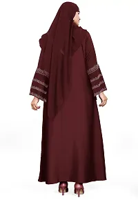 Contemporary Maroon Nida Matte Embroidered Burqa With Hijab For Women-thumb1