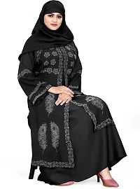 Contemporary Black Nida Matte Embroidered Burqa With Hijab For Women-thumb3