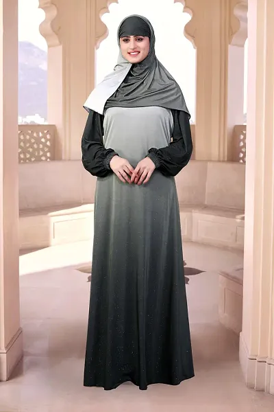 Contemporary Solid Burqa With Hijab For Women