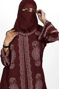 Contemporary Maroon Nida Matte Embroidered Burqa With Hijab For Women-thumb2