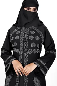 Contemporary Black Nida Matte Embroidered Burqa With Hijab For Women-thumb2