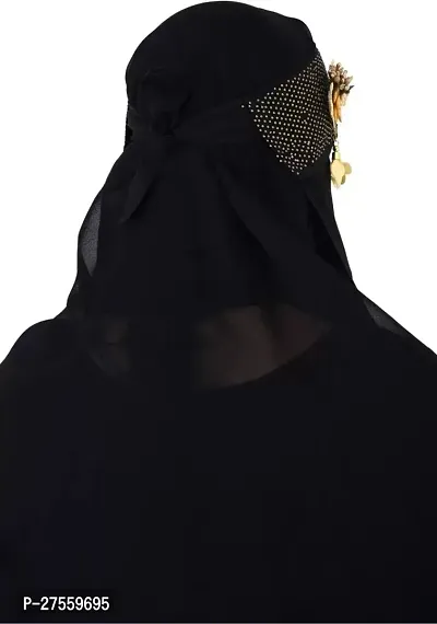 Contemporary Black Georgette Self Pattern Burqa For Women-thumb2