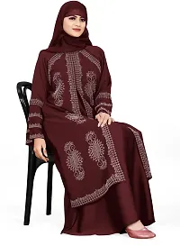 Contemporary Maroon Nida Matte Embroidered Burqa With Hijab For Women-thumb3