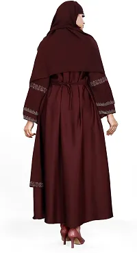 Contemporary Maroon Nida Matte Embroidered Burqa With Hijab For Women-thumb2