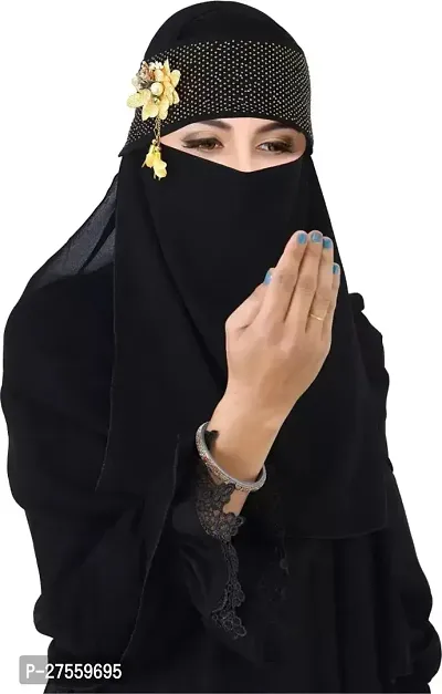 Contemporary Black Georgette Self Pattern Burqa For Women-thumb0