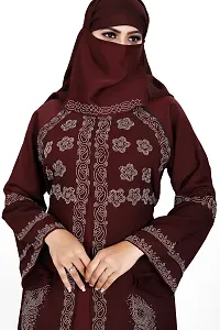 Contemporary Maroon Nida Matte Embroidered Burqa With Hijab For Women-thumb3