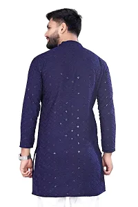 Reliable Navy Blue Rayon Embroidered  For Men-thumb1