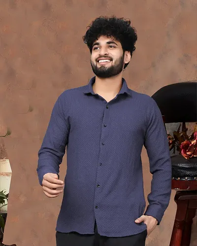 Kesaria Textile Company Men Self Design Casual Dark Shirt