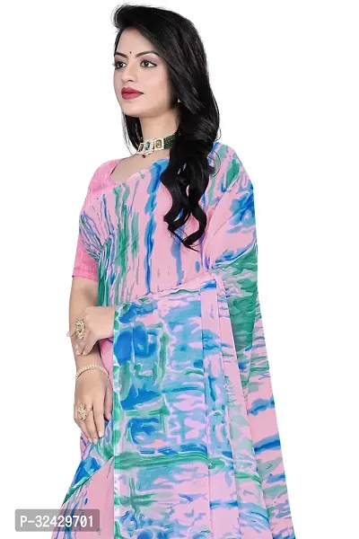 Beautiful Multicoloured Synthetic Printed Saree With Blouse Piece For Women-thumb4