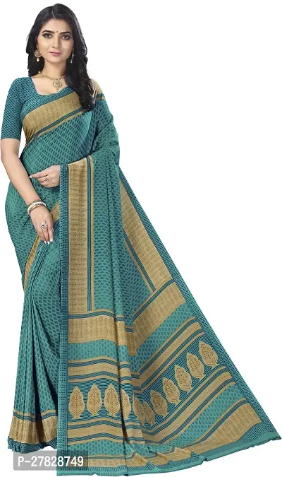 Classic Crepe Saree with Blouse piece-thumb0