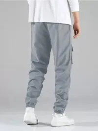 Stylish Grey Tencel Solid Joggers Track Pant For Men-thumb2