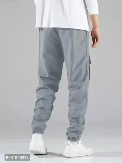 Stylish Grey Tencel Solid Joggers Track Pant For Men-thumb3