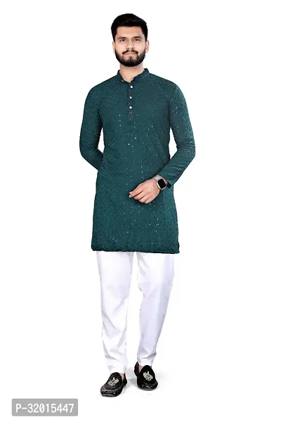 Reliable Green Rayon Embroidered  For Men-thumb3