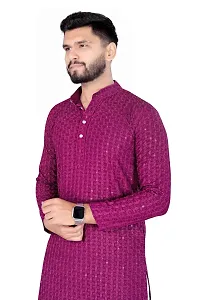 Reliable Purple Rayon Embroidered  For Men-thumb2