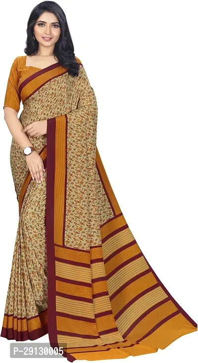 Stylist Crepe Saree With Blouse Piece For Women-thumb0