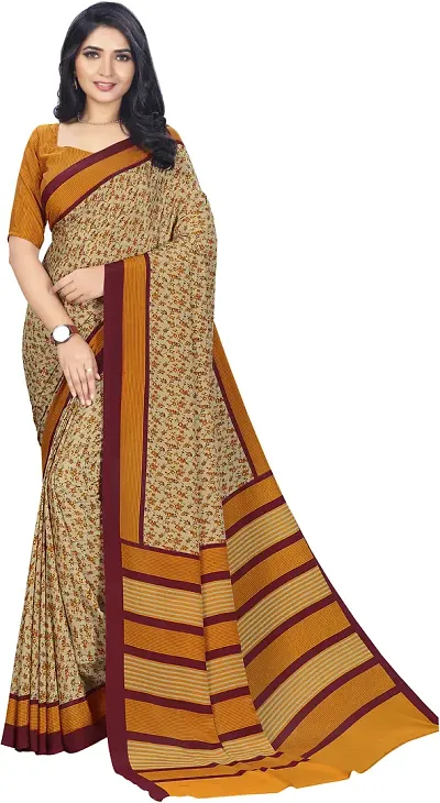 Stylist Crepe Saree With Blouse Piece For Women