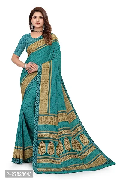 Classic Crepe Saree with Blouse piece-thumb0