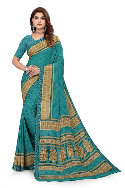 Stylish Crepe Saree With Blouse Piece For Women