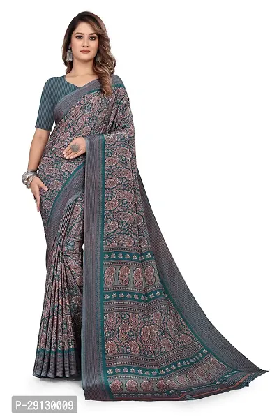 Stylist Silk Blend Saree With Blouse Piece For Women