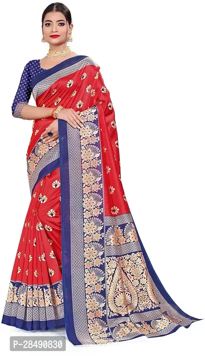 Stylish Multicoloured Art Silk Saree With Blouse Piece For Women-thumb0