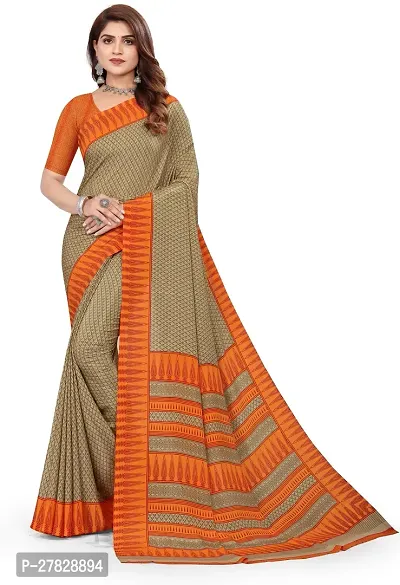 Classic Crepe Saree with Blouse piece-thumb0