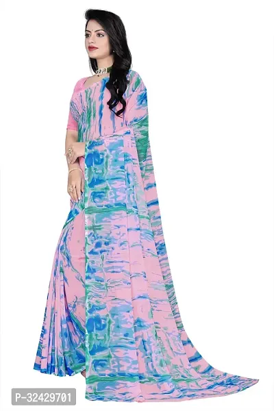 Beautiful Multicoloured Synthetic Printed Saree With Blouse Piece For Women-thumb0