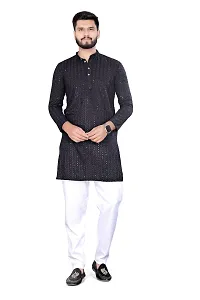 Reliable Black Rayon Embroidered  For Men-thumb2