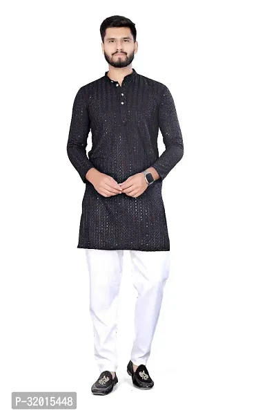 Reliable Black Rayon Embroidered  For Men-thumb3