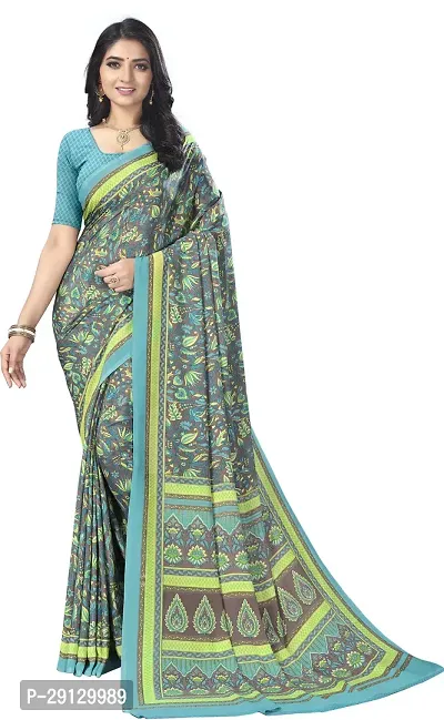 Stylist Crepe Saree With Blouse Piece For Women