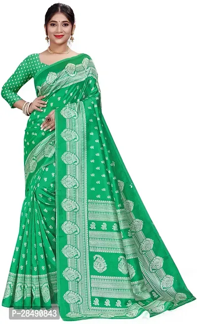 Stylish Green Art Silk Saree With Blouse Piece For Women