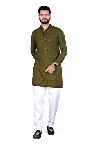 Reliable Green Rayon Embroidered  For Men-thumb2