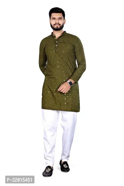 Reliable Green Rayon Embroidered  For Men-thumb3