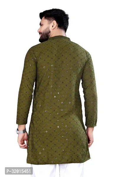 Reliable Green Rayon Embroidered  For Men-thumb2