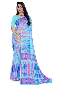 Beautiful Multicoloured Synthetic Printed Saree With Blouse Piece For Women-thumb1