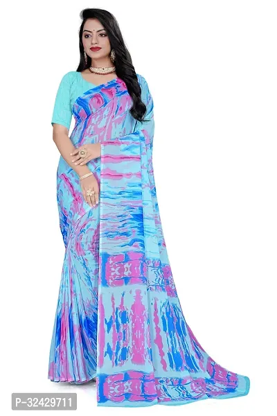 Beautiful Multicoloured Synthetic Printed Saree With Blouse Piece For Women-thumb2