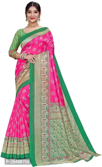 Stylish Multicoloured Art Silk Saree With Blouse Piece For Women-thumb0