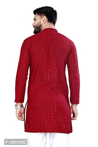 Reliable Red Rayon Embroidered  For Men-thumb2