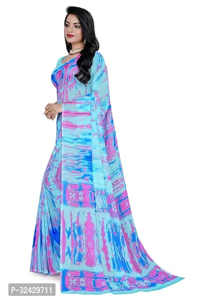 Beautiful Multicoloured Synthetic Printed Saree With Blouse Piece For Women-thumb0