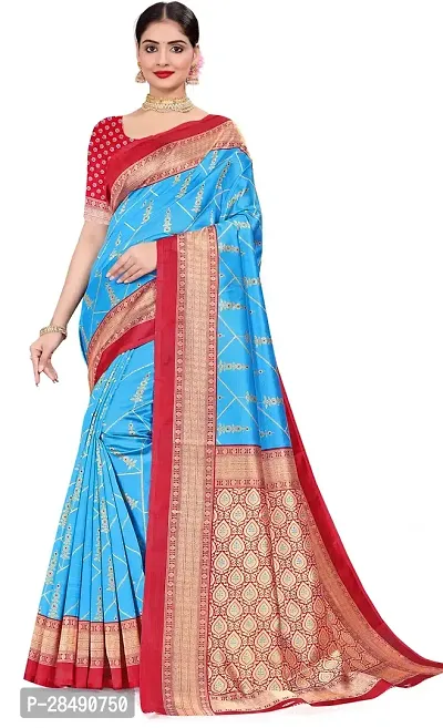 Stylish Multicoloured Art Silk Saree With Blouse Piece For Women-thumb0