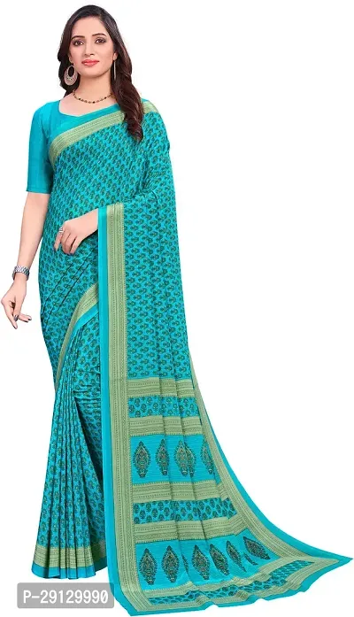 Stylist Crepe Saree With Blouse Piece For Women-thumb0