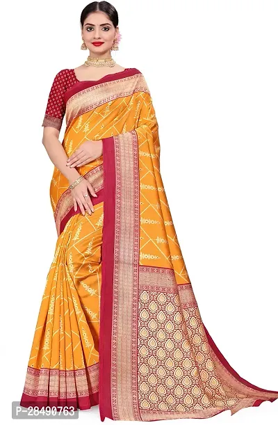 Stylish Multicoloured Art Silk Saree With Blouse Piece For Women