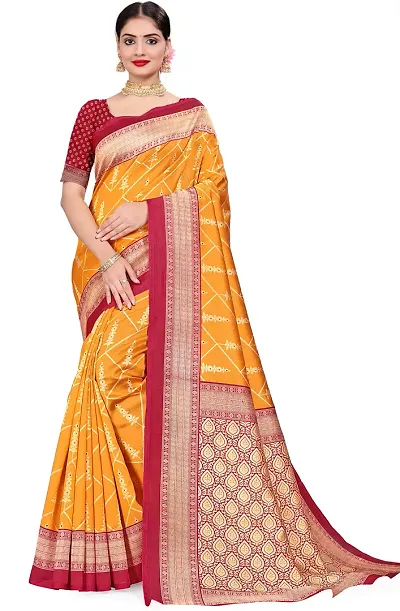 Stylish Art Silk Saree with Blouse piece For Women